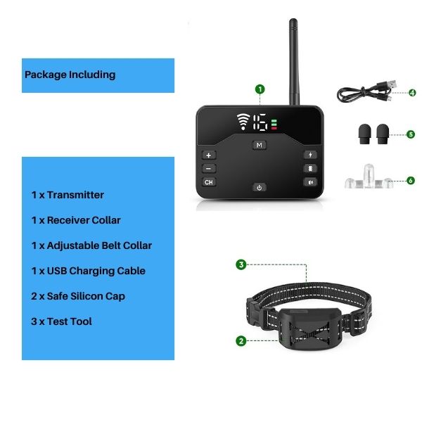 2-in-1 Wireless Pet Training Halsbänder und Hundezäune Sound Check Elektrische und Vibrationsstoßhalsband Zaun von 65 bis 1640 Fuß