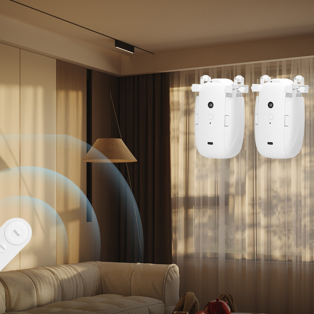 Smart Automatic Robot Curtain Opener with Remote Control - Motorized Window Drapes for Home & Office Use