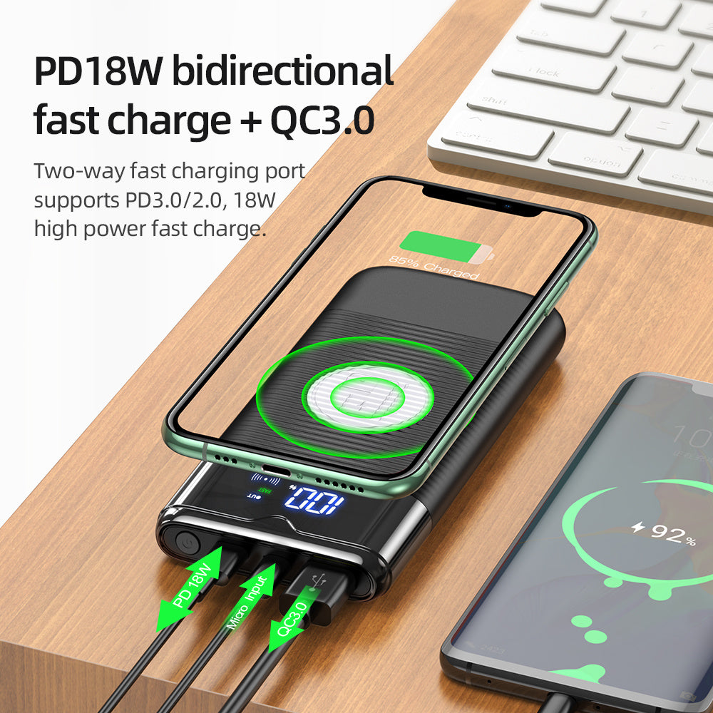 10.000mAh Wireless Power Bank mit Schnellladung