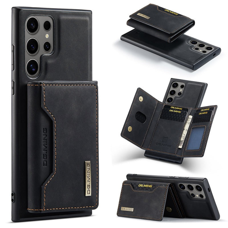2 in 1 magnetische abnehmbare Leder-Brieftaschenhülle mit Kartenfach für Samsung Galaxy S24 S23