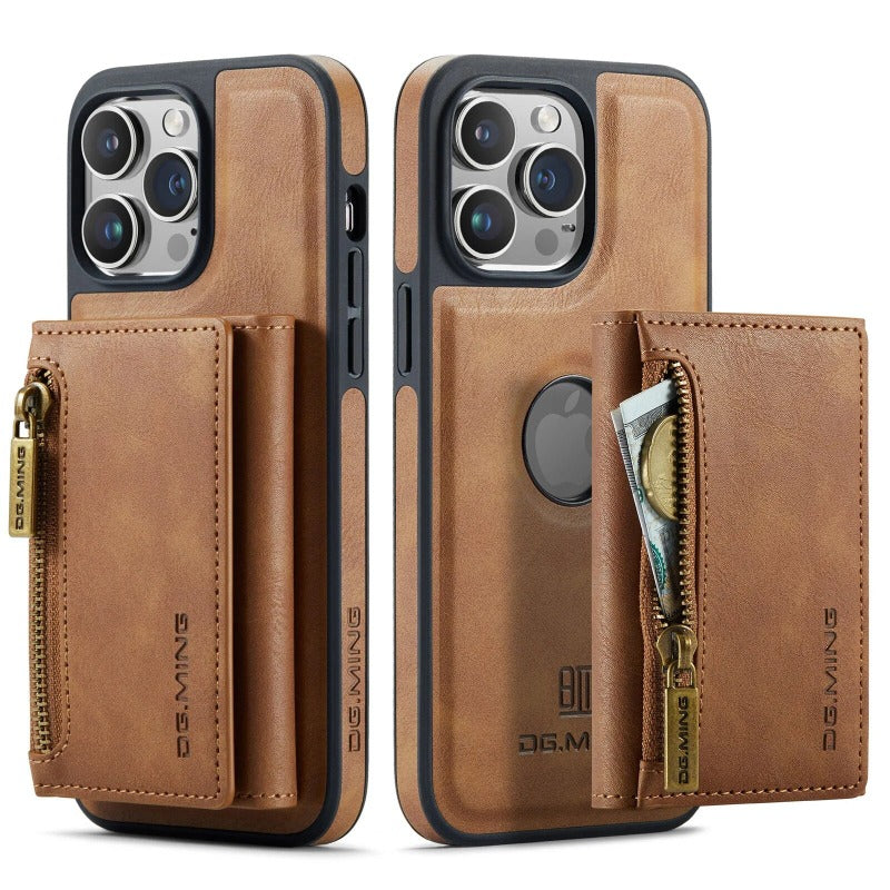 2 in 1 abnehmbare magnetische Leder-Geldbörsen-Telefonhülle mit Kartenhalter