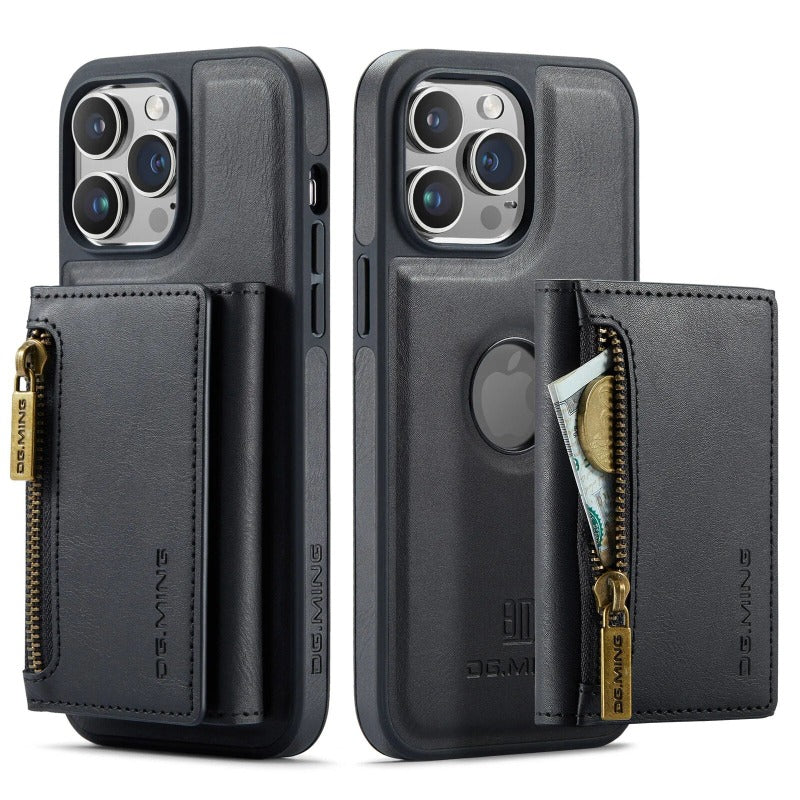2 in 1 abnehmbare magnetische Leder-Geldbörsen-Telefonhülle mit Kartenhalter