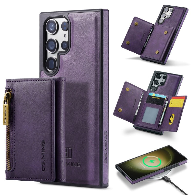 2 in 1 abnehmbare magnetische Leder-Geldbörsen-Telefonhülle mit Kartenhalter