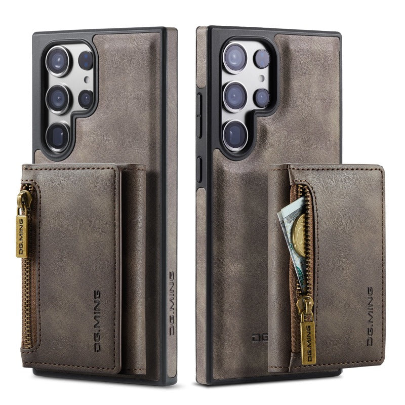 2 in 1 abnehmbare magnetische Leder-Geldbörsen-Telefonhülle mit Kartenhalter