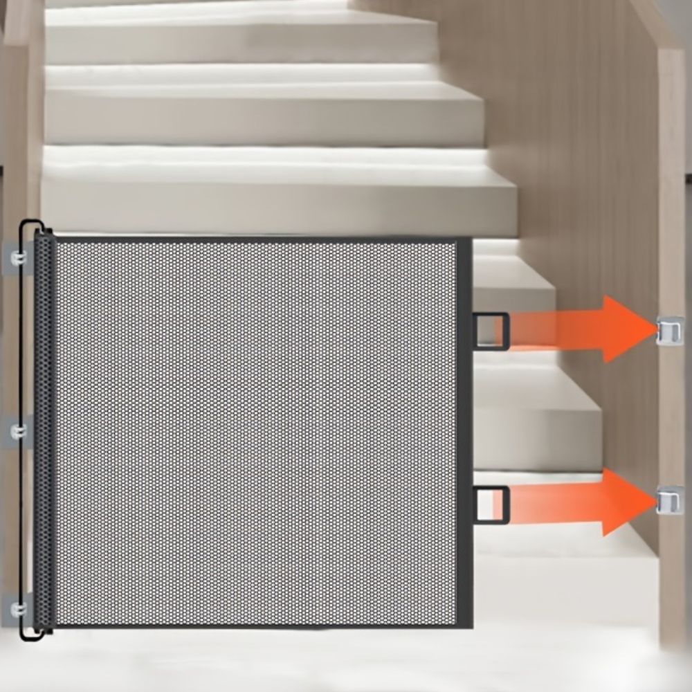 Retractable Dog & Baby Safety Gate | No-Drill Installation, Durable Mesh & Ideal for Doorways and Stairs