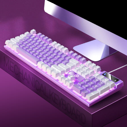 Rainbow Keyboard Gaming USB Wired Color Matching Luminous Rainbow Keyboard Mechanical Feel with Backlight