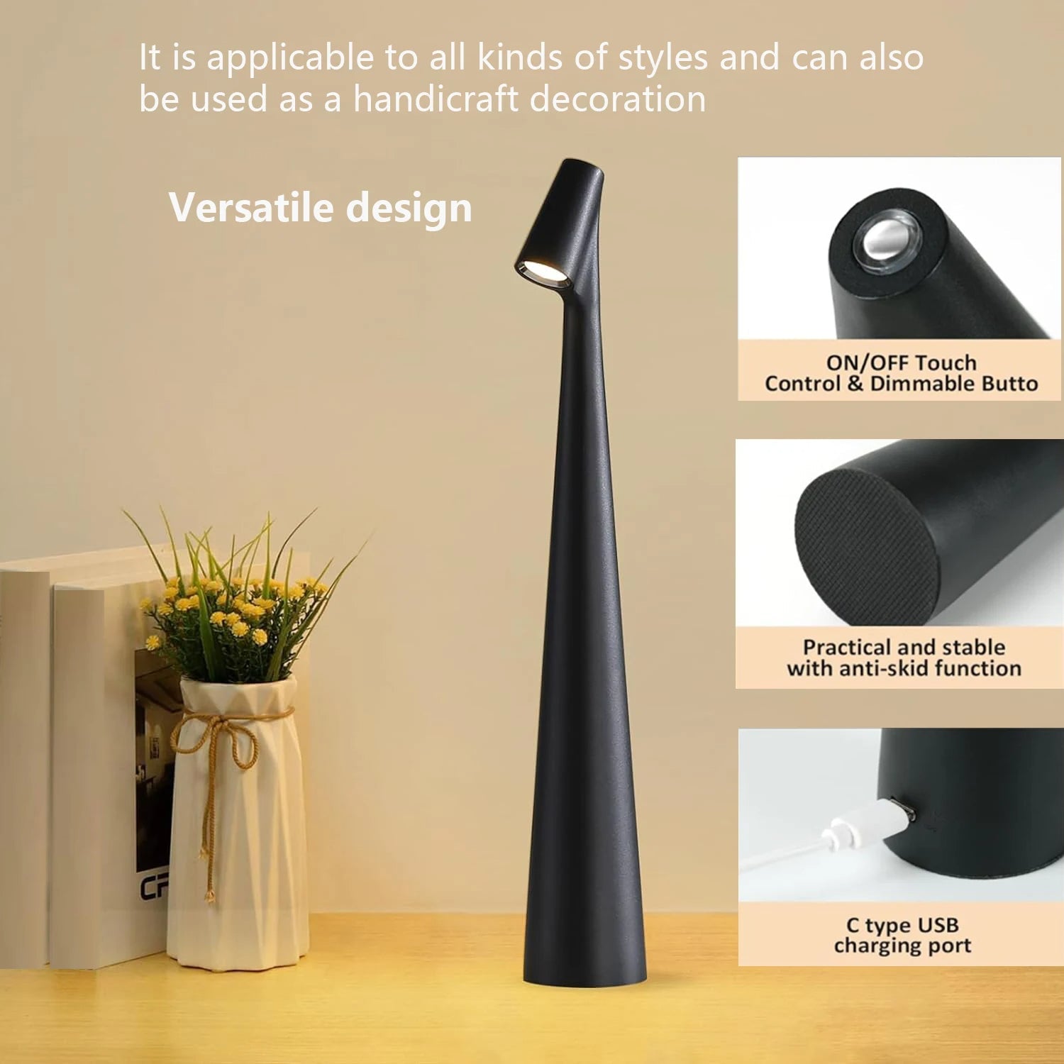 Touch Control Reading Light with Tri-Color Dimming