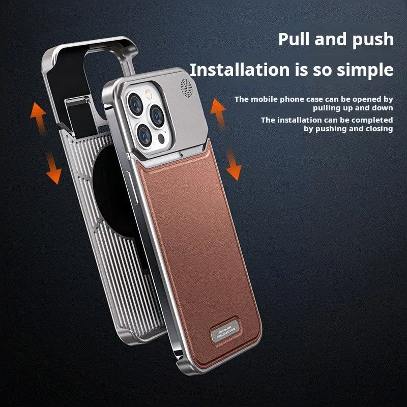 2in1 Aluminiumlegierung Aromatherapie Magnetische Parfümkühlung Leder Handyhülle für iPhone