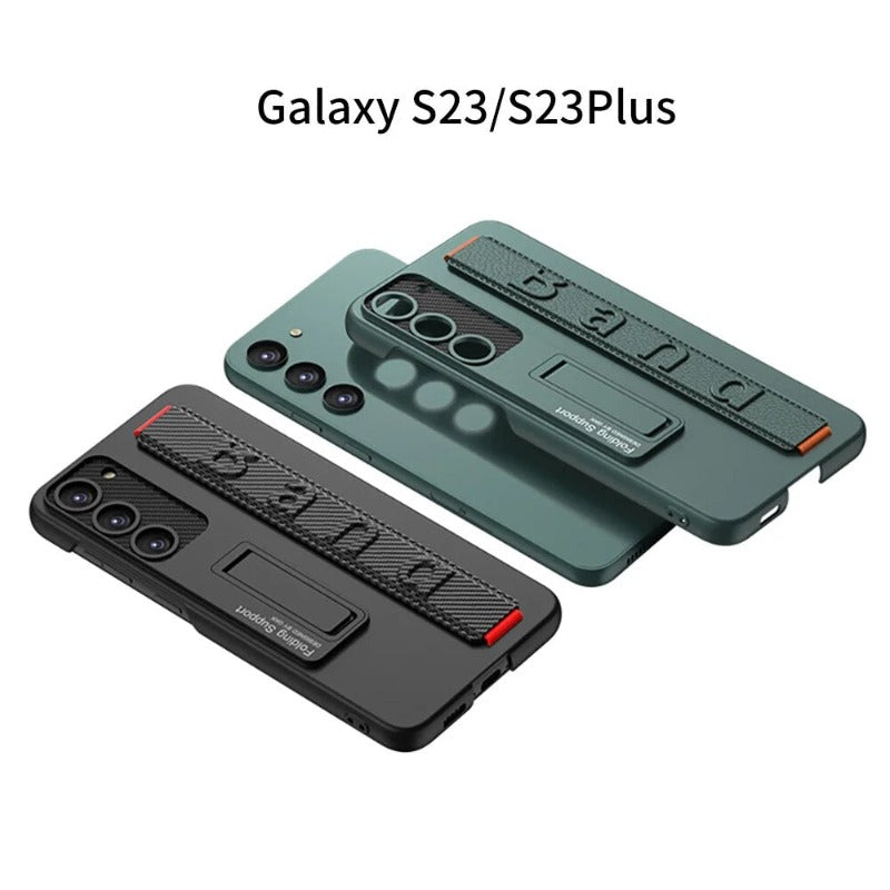 2in1 Ultradünne Panzer-Telefonhülle mit luxuriösem Halterungsarmband für Samsung S24 S23