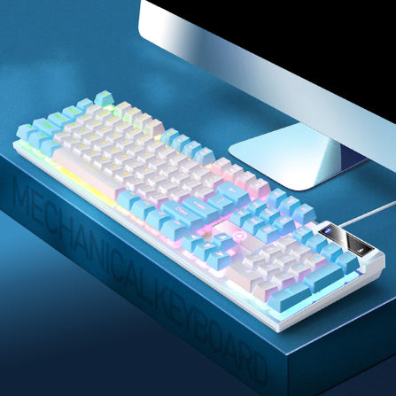 Rainbow Keyboard Gaming USB Wired Color Matching Luminous Rainbow Keyboard Mechanical Feel with Backlight