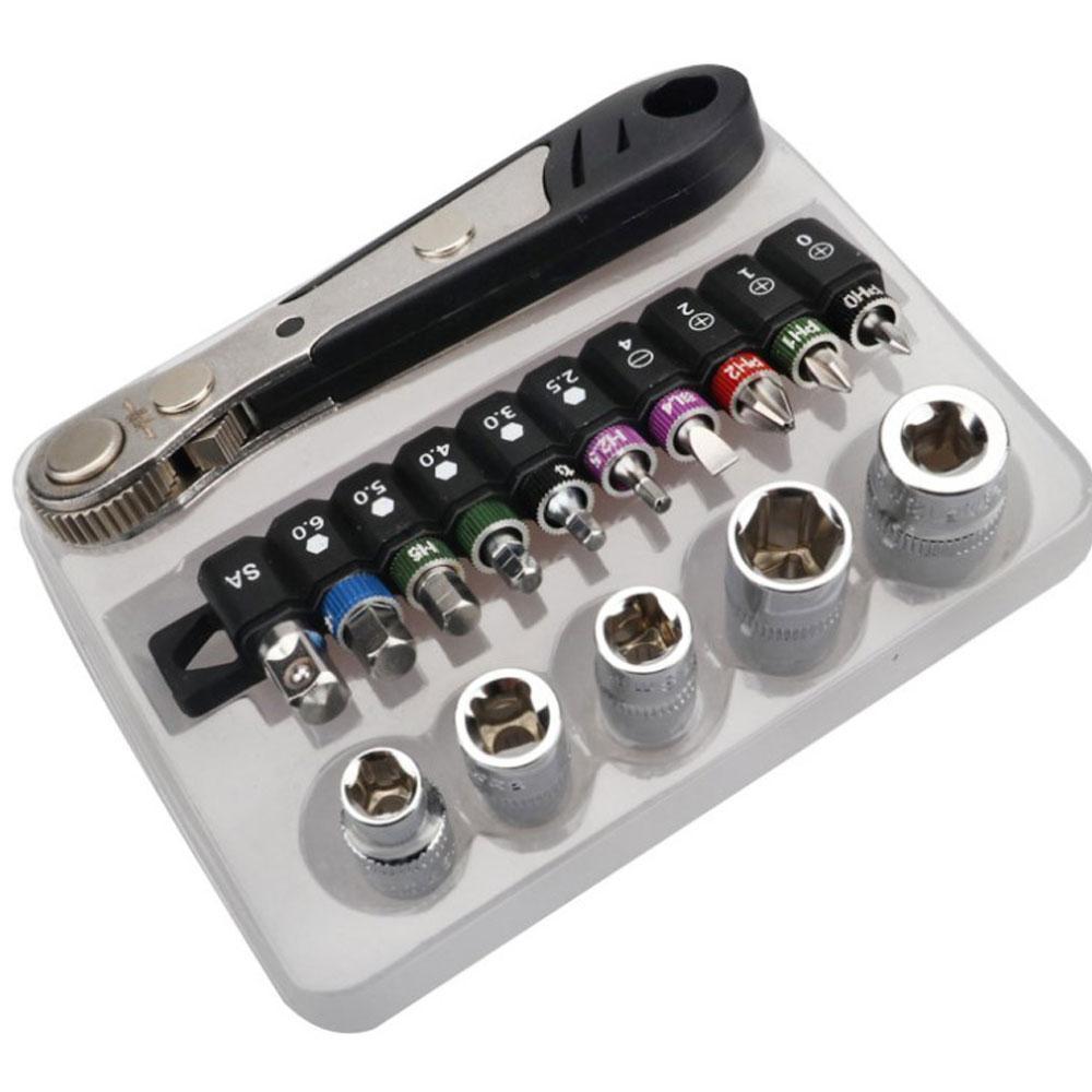 16-teiliges Multi-Purpose Mini-Ratschen-Schraubenschlüssel-Bit-Set
