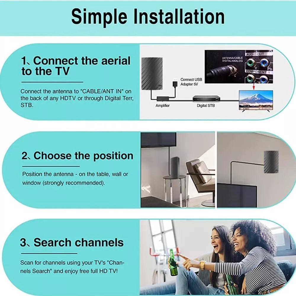 600-Mile Long Range HDTV Antenna for Indoor Use – 4K & 1080P Digital Reception for Clear Signal and Enhanced Viewing Experience