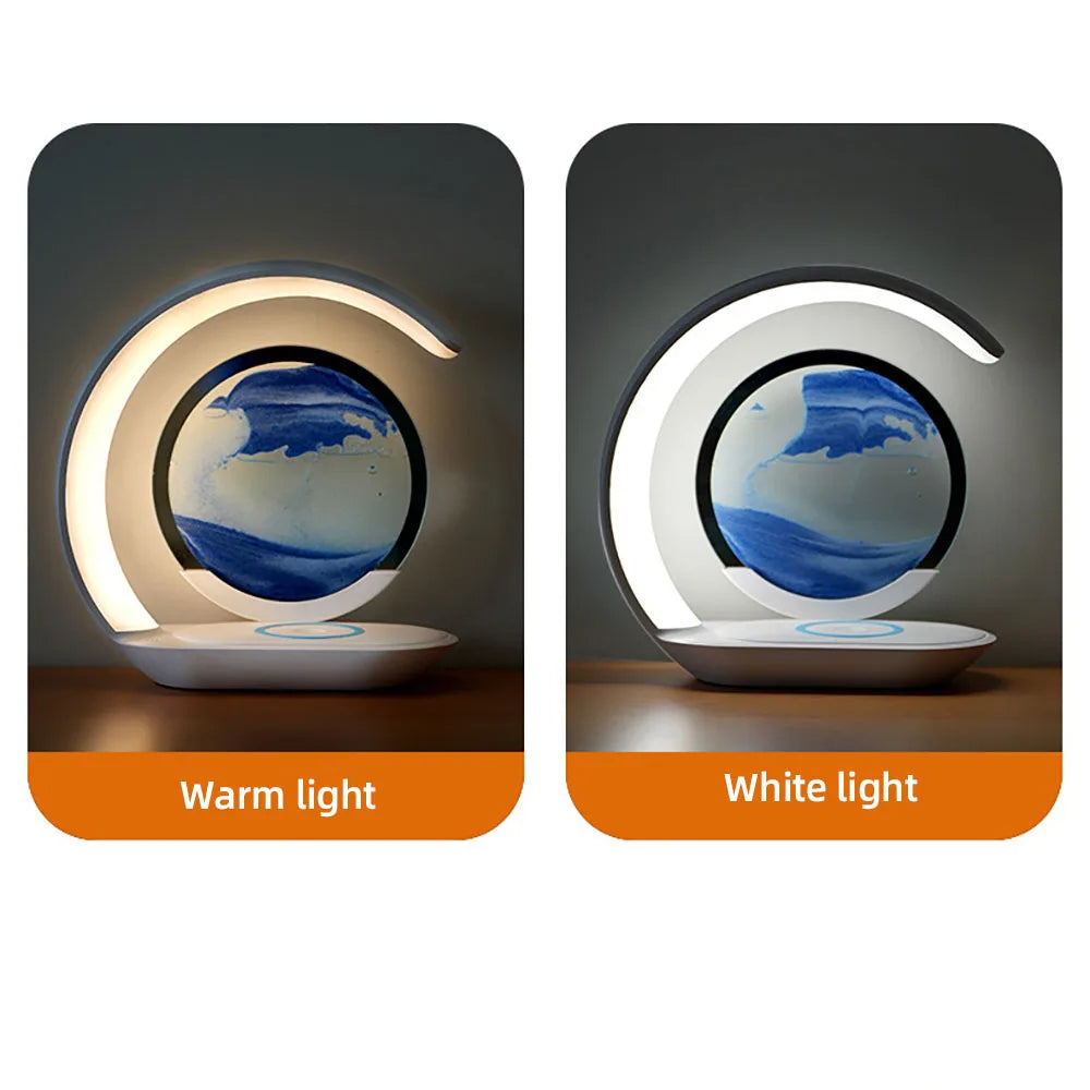 3D Sand Art Table Lamp with Wireless Charger