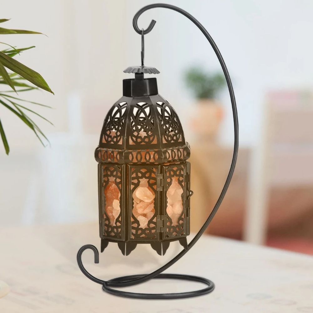 Vintage Iron Salt Rock Tabletop Lamp