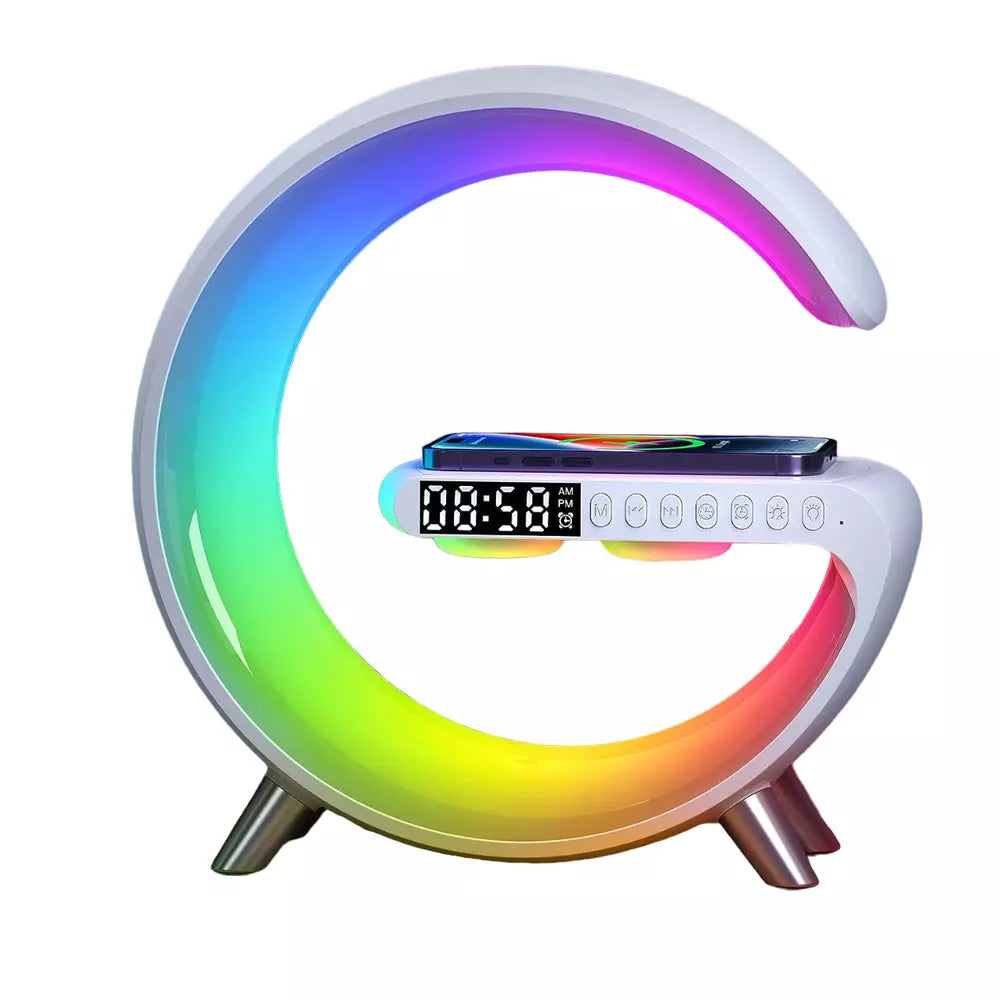 Smart Light Sound Machine | Multifunctional Wireless Charger, Bluetooth Speaker & Alarm Clock for Home Office & Relaxation