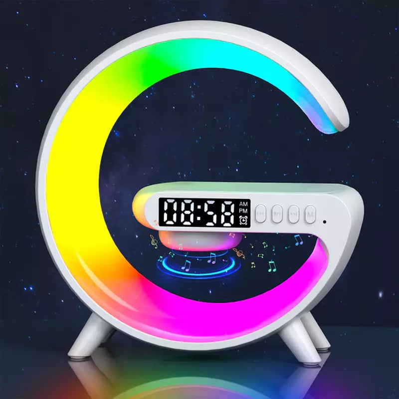 Smart Light Sound Machine | Multifunctional Wireless Charger, Bluetooth Speaker & Alarm Clock for Home Office & Relaxation