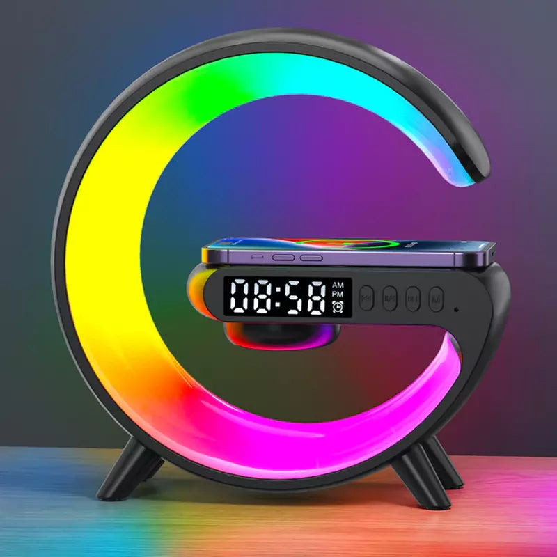 Smart Light Sound Machine | Multifunctional Wireless Charger, Bluetooth Speaker & Alarm Clock for Home Office & Relaxation