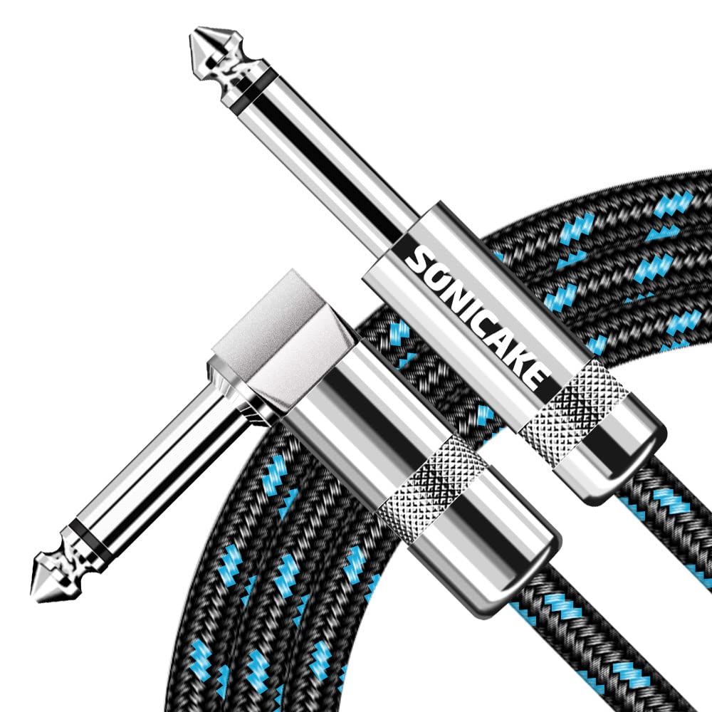 3 m – geflochtenes Premium-Gitarrenkabel – für professionellen Sound – langes Kabel – langlebiges und flexibles Design – rechtwinklige bis gerade Anschlüsse für optimale Anschlussflexibilität – erhältlich in Schwarz und Blau für stilvolle Musiker