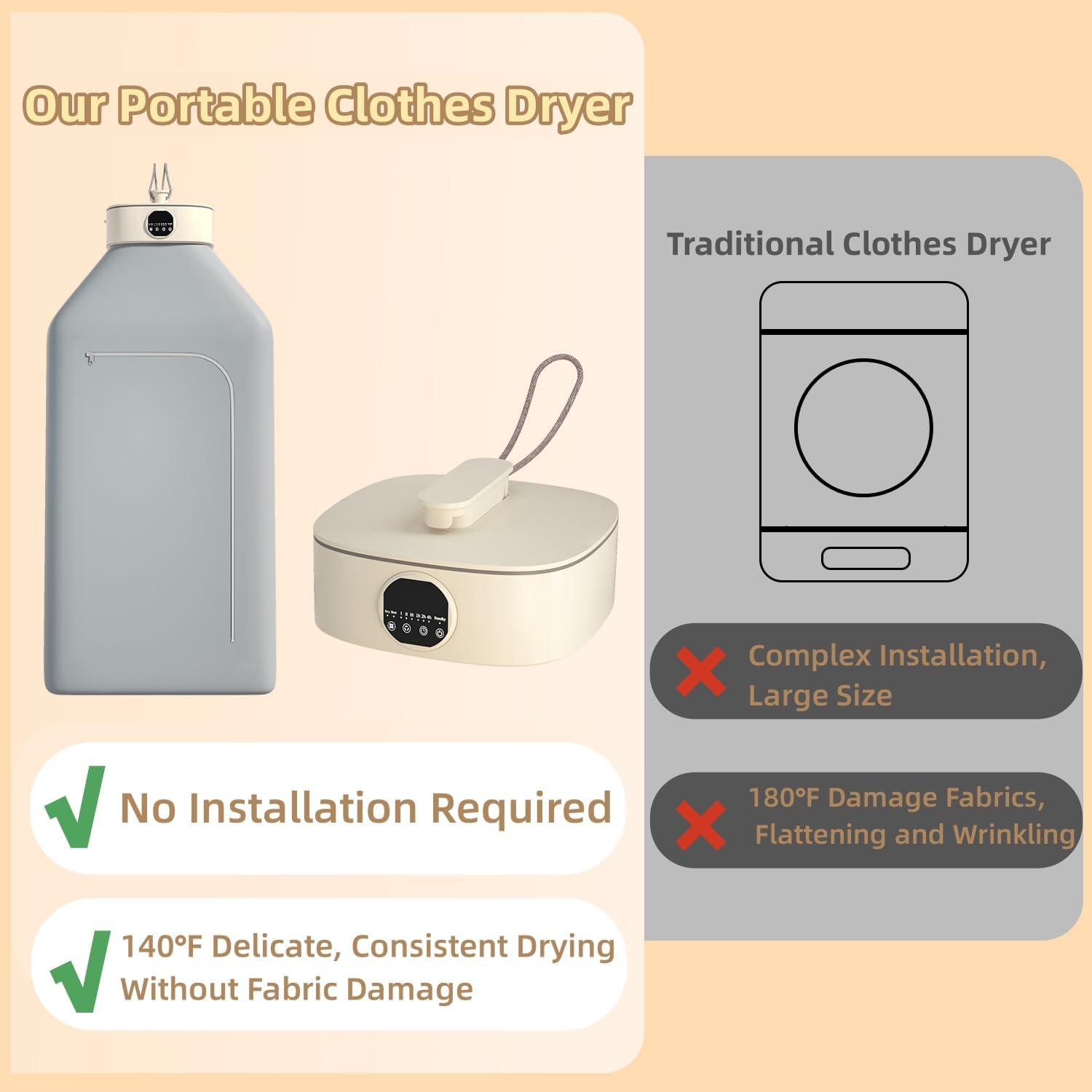 Portable Clothes Dryer Machine - Compact Electric Drying Solution for Home, Apartment & Travel