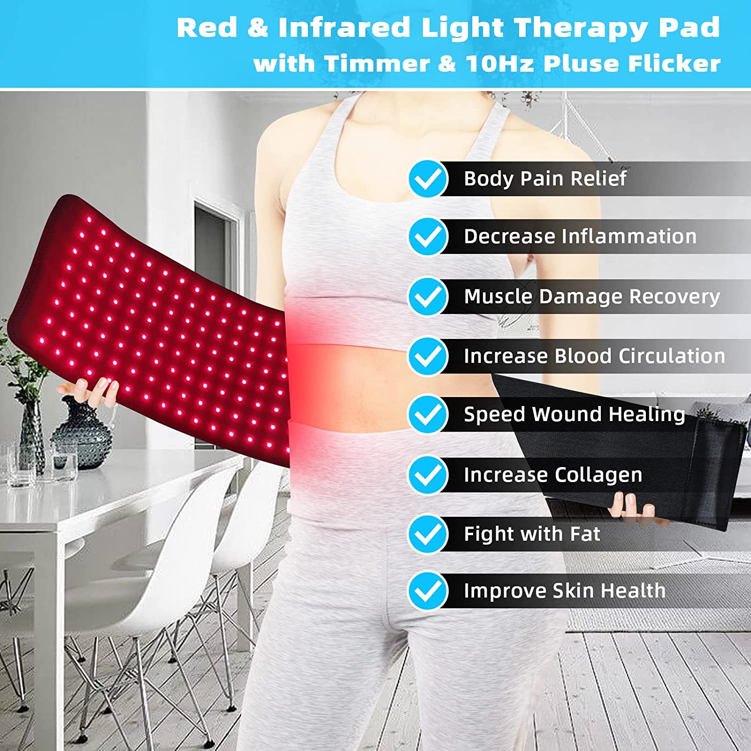 Infrared Light Therapy Pad Belt for Pain Relief - Medical-Grade Heating Wrap for Back, Neck, and Joint Discomfort Relief