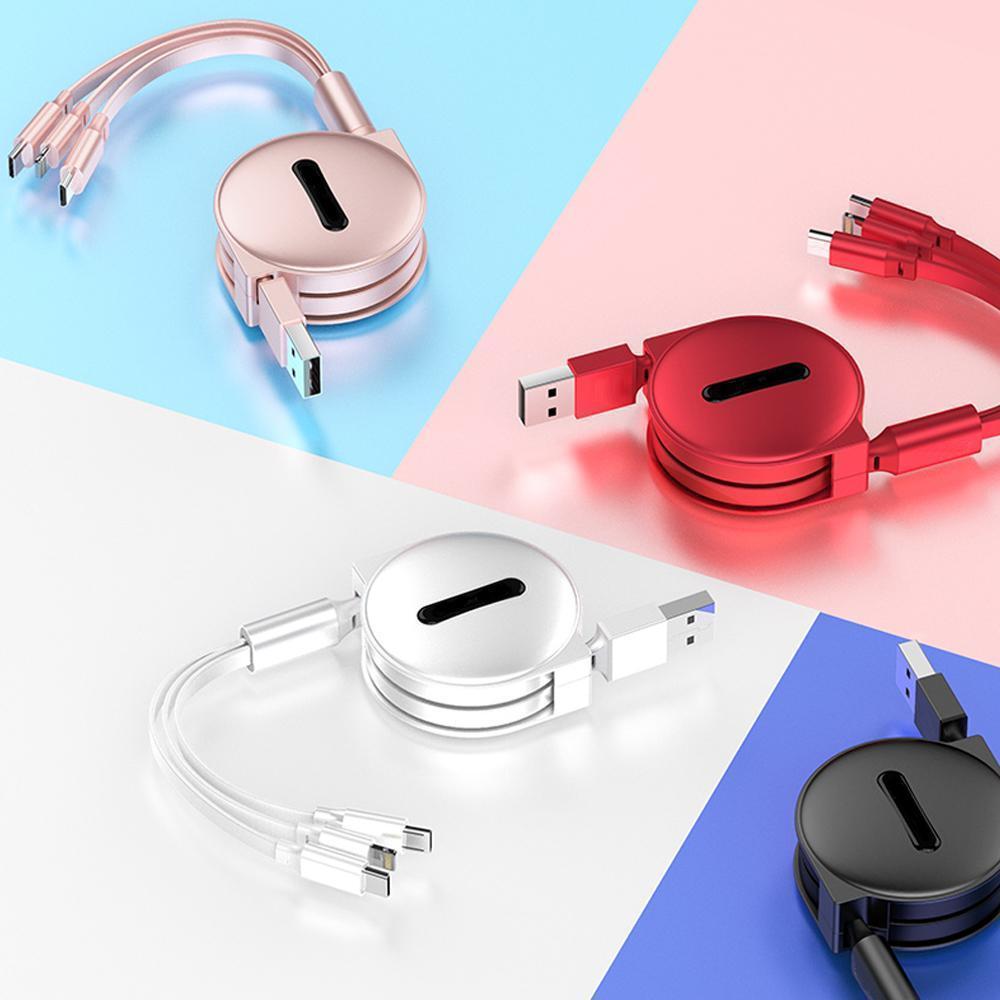 3-1 Retractable charging cable für IOS, Micro und Type-c