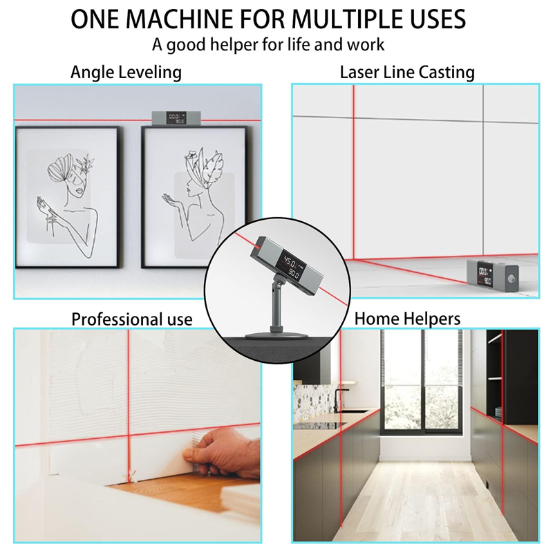 2 In 1 Winkelmesser Digital Multifunktionaler Laser Wasserwaage Werkzeug Metall mit Stativ