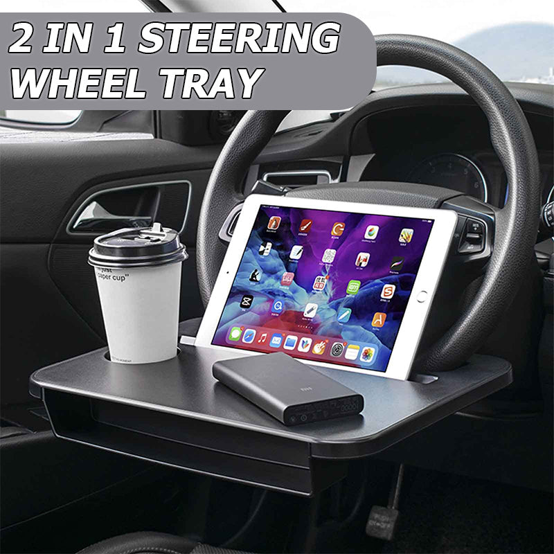 2 in 1 Multifunktionale Auto-Lenkrad Essen Laptop Tablett & Sitzspaltfüller Organizer mit Getränkehalter