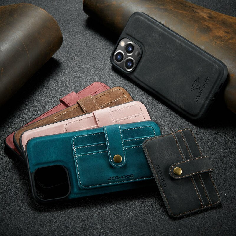 2 in 1 Abnehmbare magnetische Brieftasche Leder Telefon Fall Mit Karte Slot Halter Für iPhone