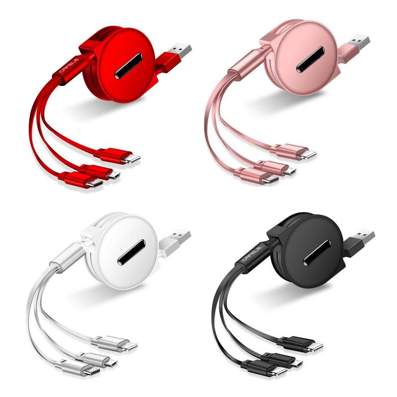 3-1 Retractable charging cable für IOS, Micro und Type-c