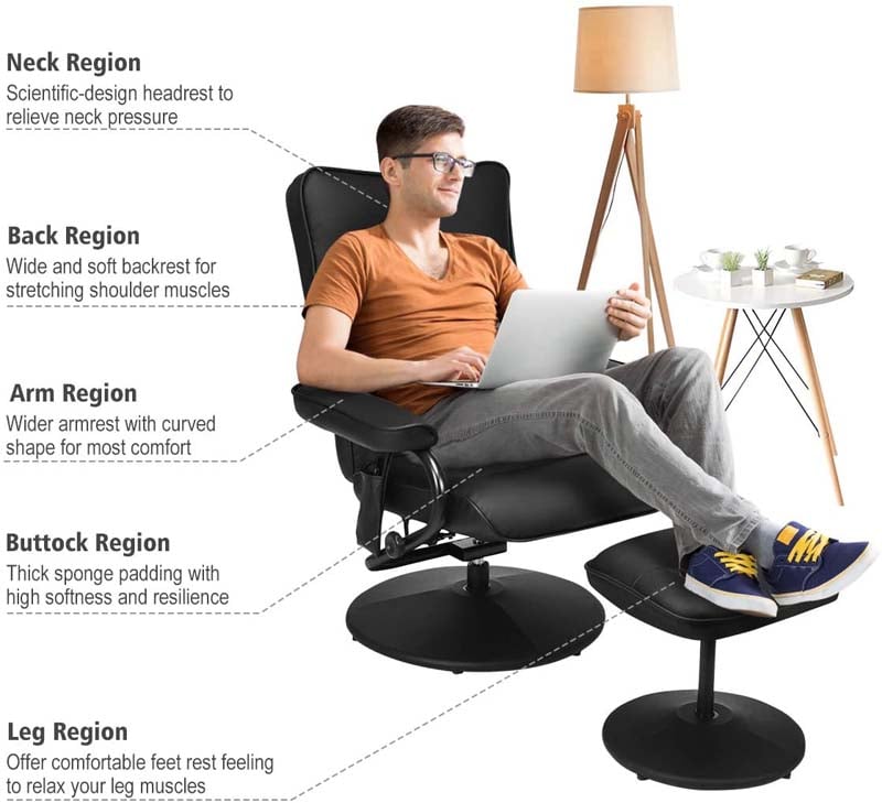 Elektrischer Massagesessel mit Hocker – verstellbar & drehbar