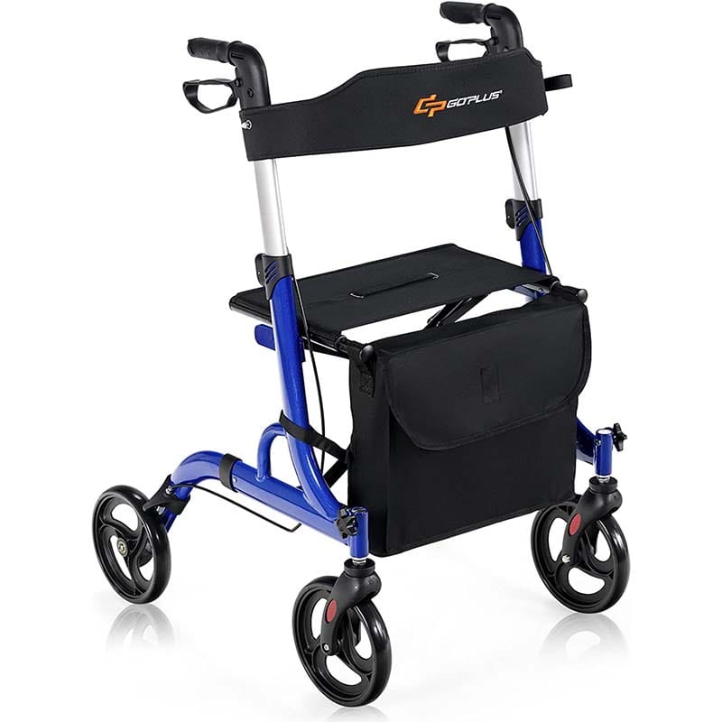 2-in-1 Rollator & Gehstuhl – Faltbare Gehhilfe mit Sitz, 8-Zoll-Rädern & höhenverstellbarem Griff für Senioren