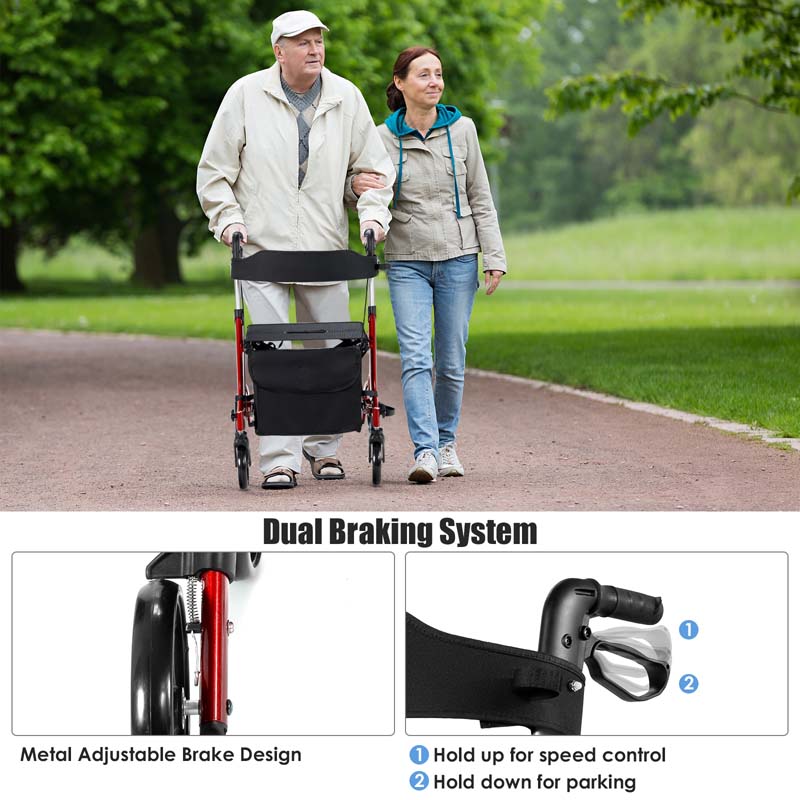 2-in-1 Rollator & Gehstuhl – Faltbare Gehhilfe mit Sitz, 8-Zoll-Rädern & höhenverstellbarem Griff für Senioren