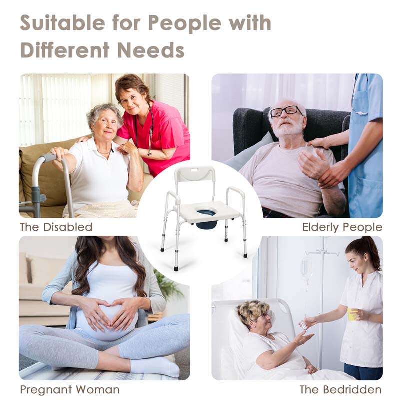 3-in-1 Toilettenstuhl mit Höhenverstellung – WC-, Dusch- & Bettstuhl