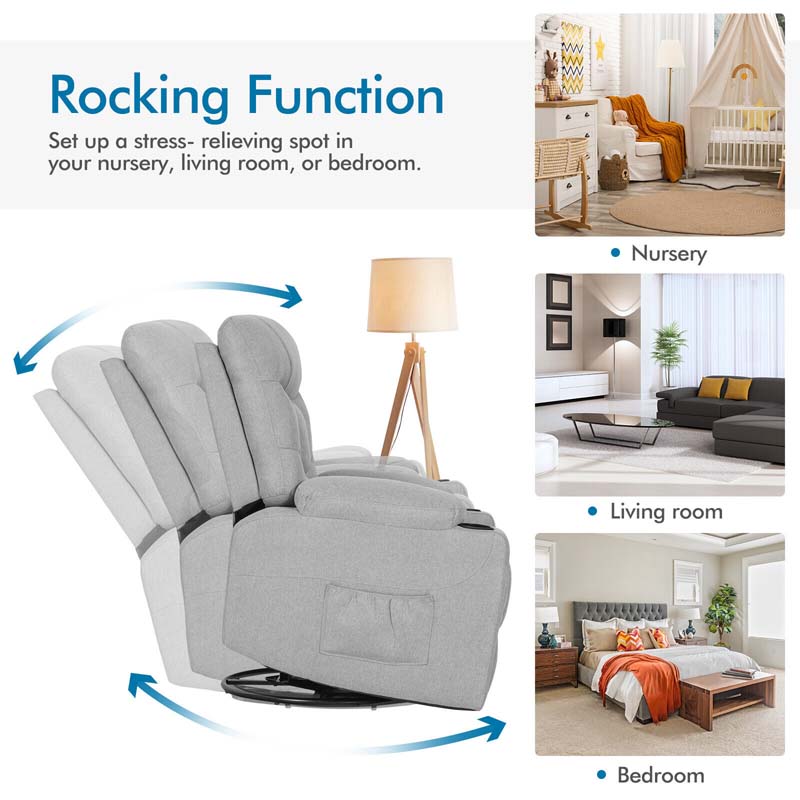 Elektrischer Massagesessel mit 360° Drehung, Schaukel- & Heizfunktion