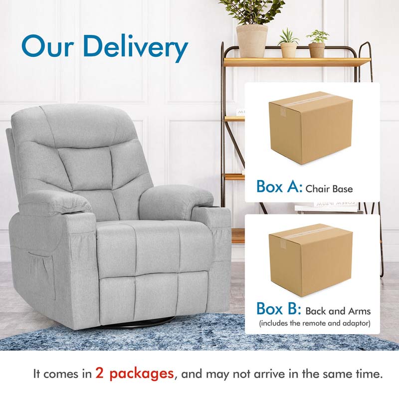 Elektrischer Massagesessel mit 360° Drehung, Schaukel- & Heizfunktion