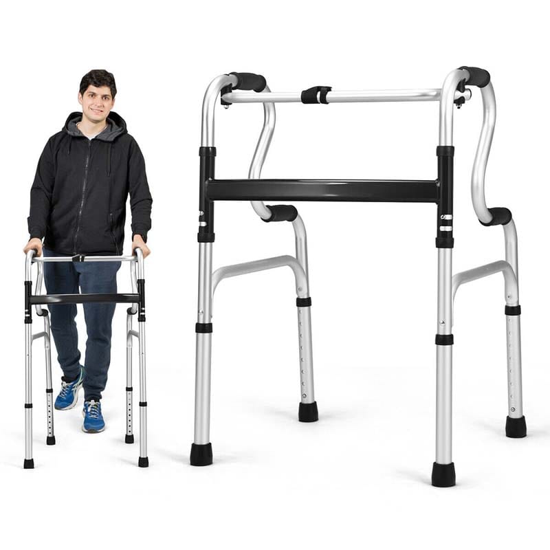 3-in-1 Klappbare Gehhilfe mit Stehhilfe – faltbar, 180 kg belastbar, für Senioren
