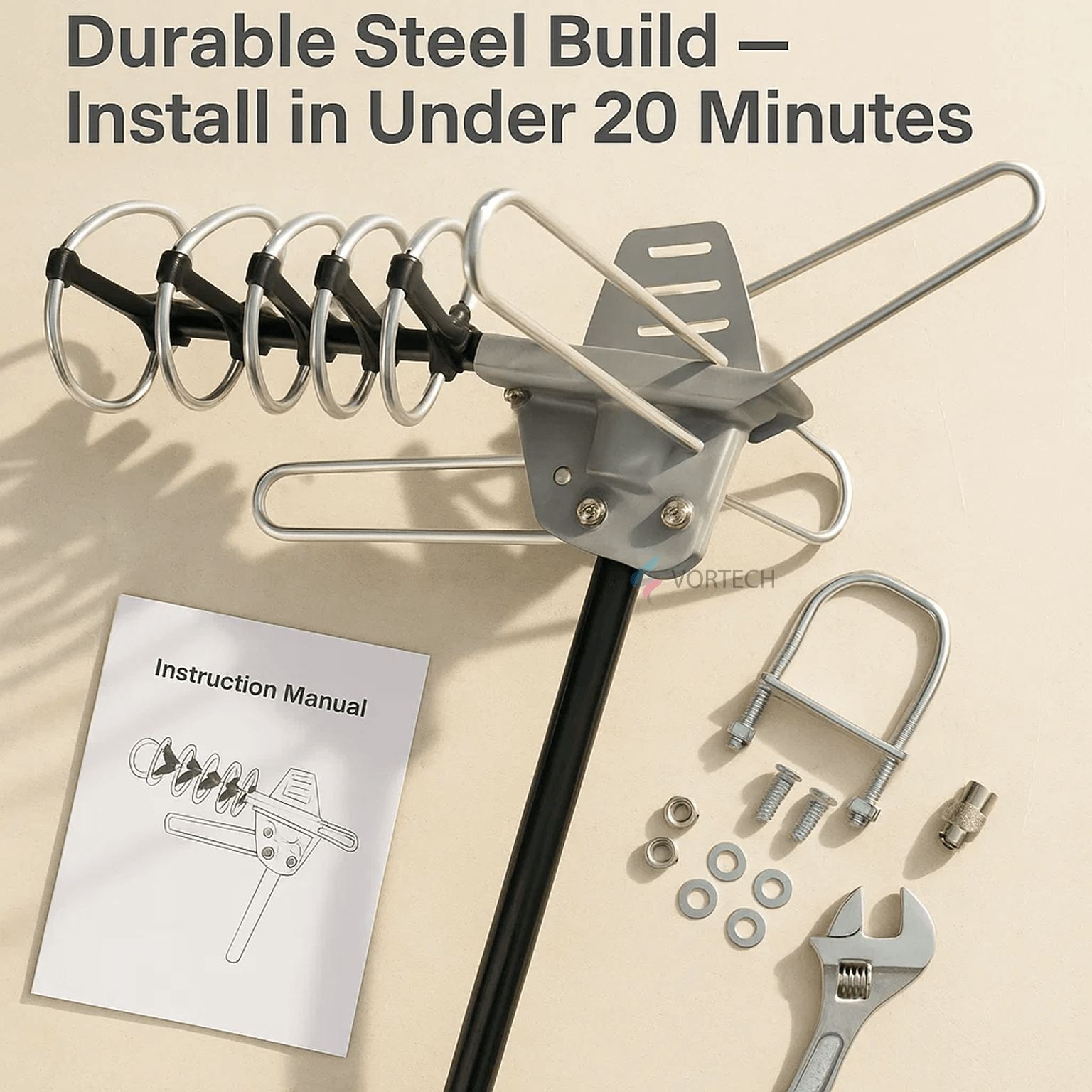 990 Mile Outdoor HD TV Antenna | Dual-Band, 360° Reception & Easy Installation for Home Entertainment