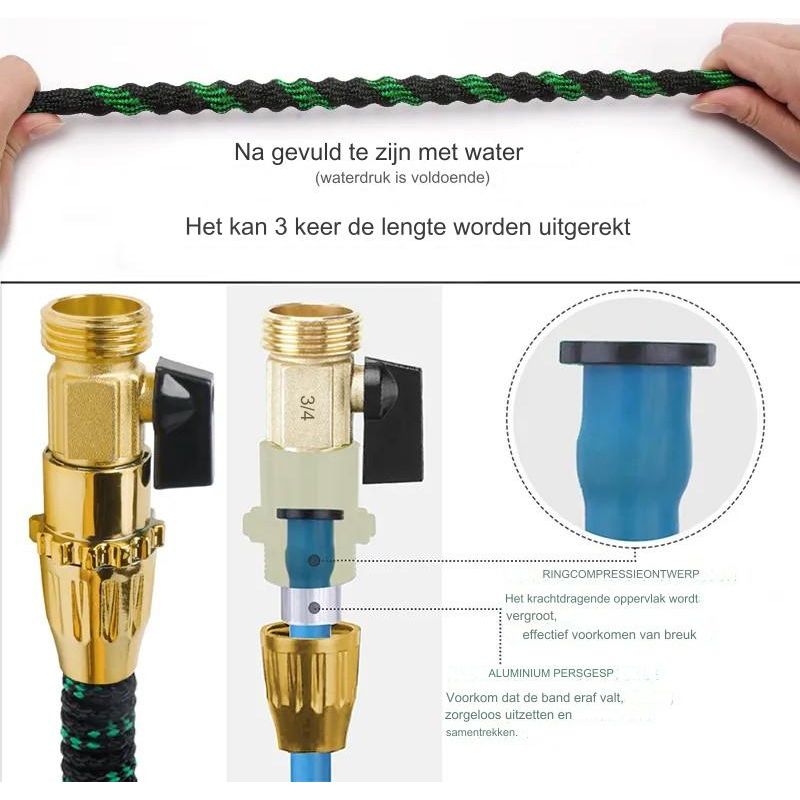 30 Meter – erweiterbarer Gartenschlauch mit 10-Funktions-Sprühkopf, extra starkes Material, auslaufsicher und leicht zum Gießen und Waschen