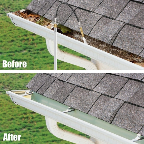 Gutter Cleaning Tool Telescopic Wand - Hose Attachment for Easy Ground-Level Rain Gutter Maintenance