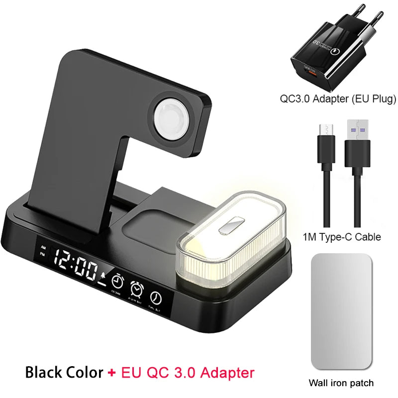 3-in-1 Premium Ladestation: Kabelloses Ladegerät für iPhone 15/14/13/12 Pro Max Plus, Apple Watch Serie 9/8/7 & AirPods | Wireless Fast Charging Station Dockingstation für iOS, Android & Samsung
