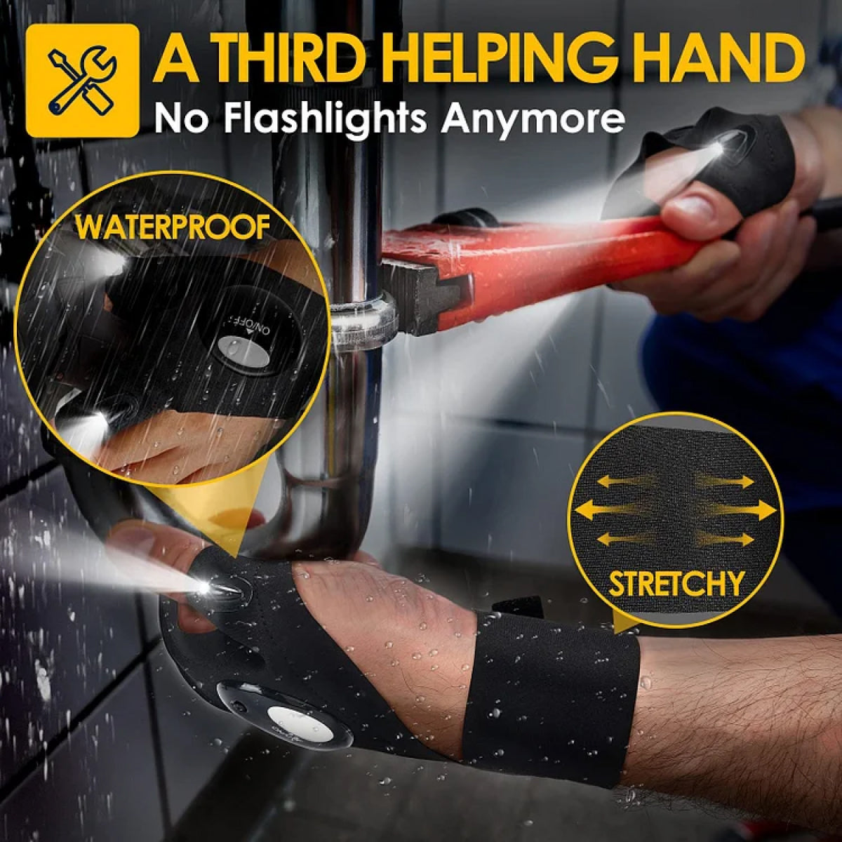 LED Fingerless Gloves with Waterproof Lights - Ideal for Working, Cycling, Hiking, Survival, and Camping