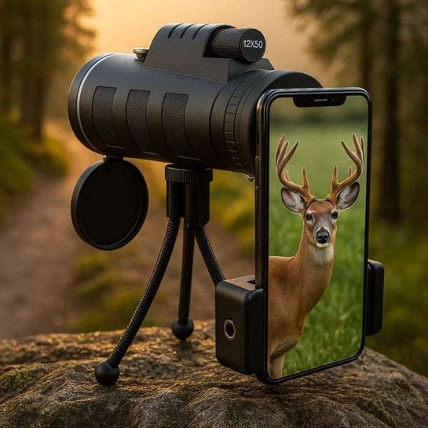 High Power 12X50 Monocular | Waterproof, Lightweight with Smartphone Holder for Camping, Hiking & Wildlife Observation