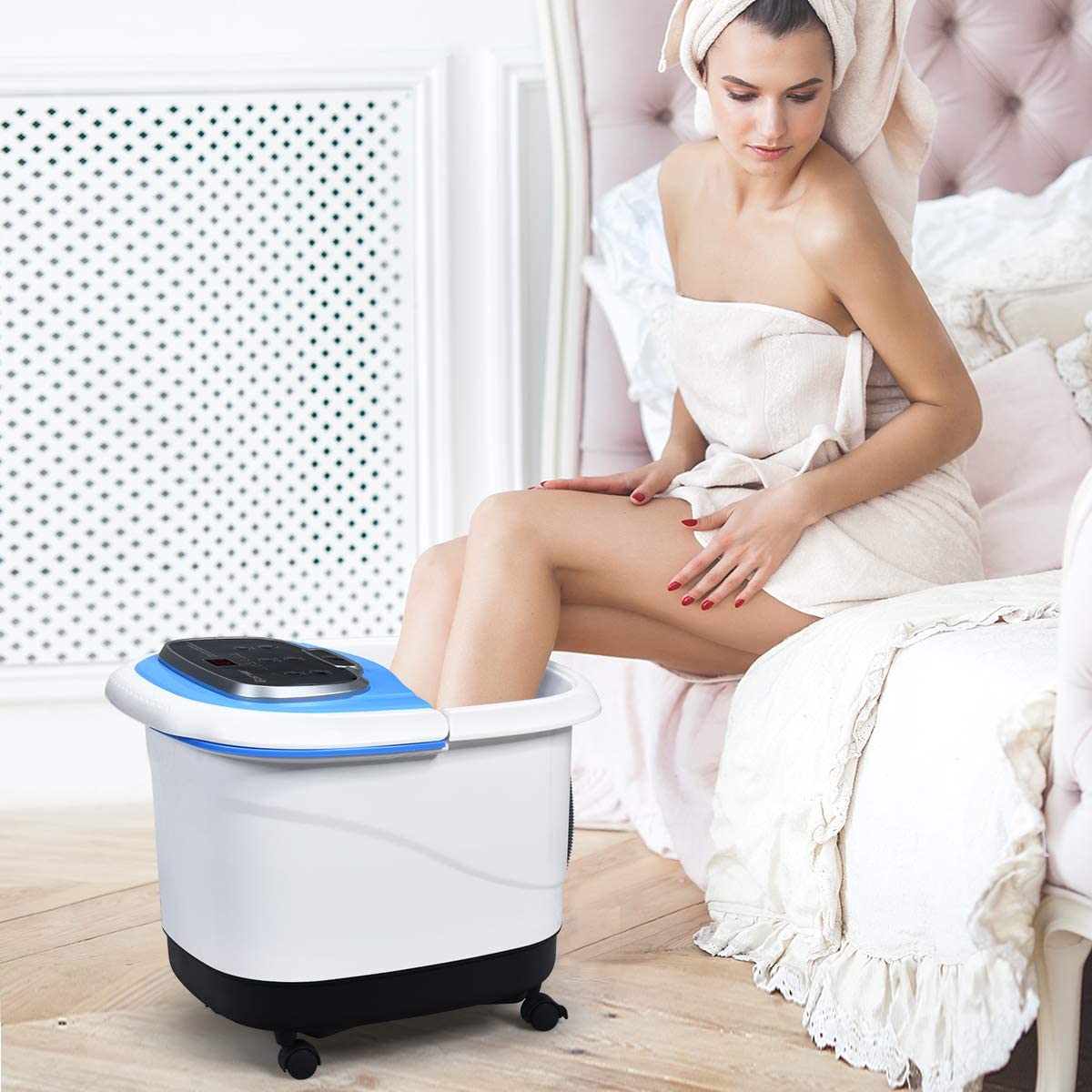 Elektrische Fußbadewanne mit Massage & Heizung – Timer & Rollen