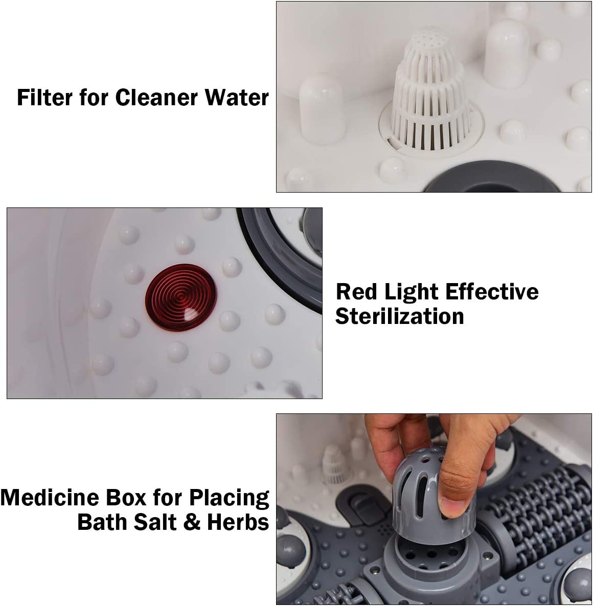 Elektrische Fußbadewanne mit Massage & Heizung – Timer & Rollen