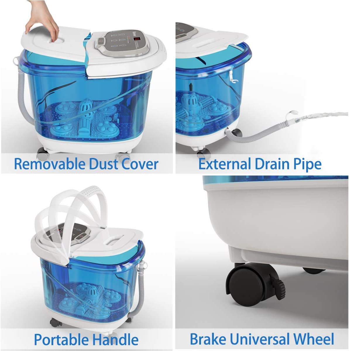 Elektrische Fußbadewanne mit Massage & Heizung – Timer & Rollen