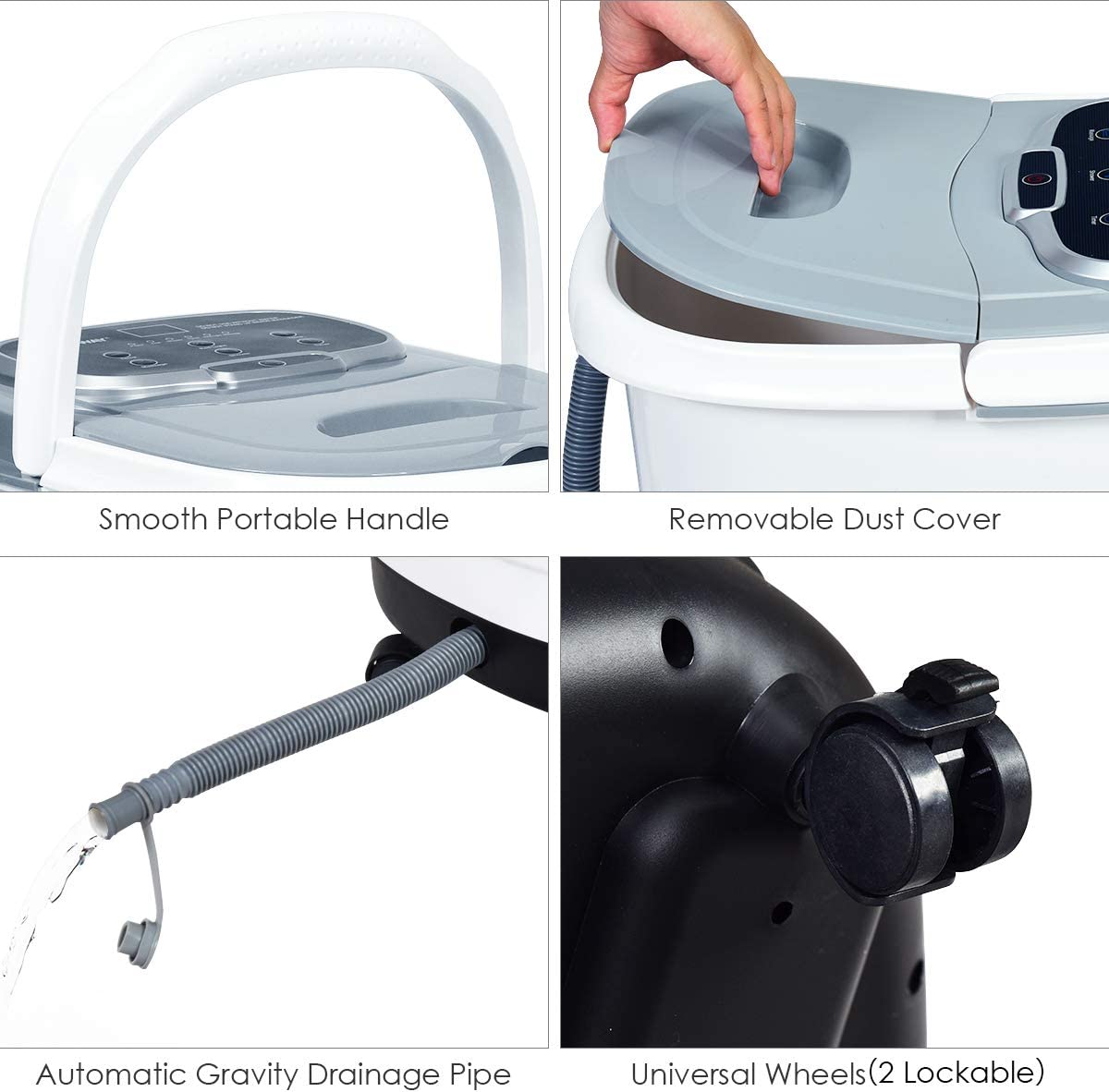 Elektrische Fußbadewanne mit Massage & Heizung – Timer & Rollen