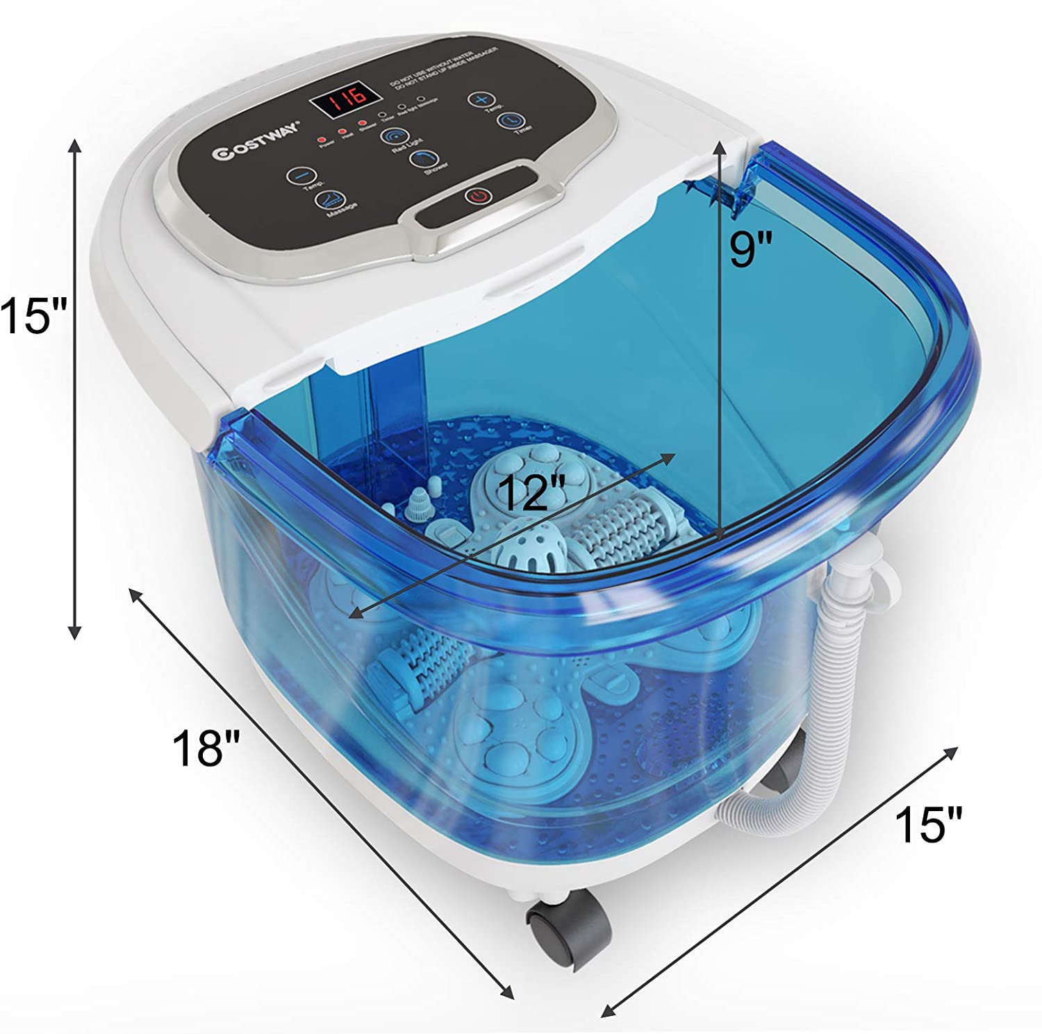 Elektrische Fußbadewanne mit Massage & Heizung – Timer & Rollen