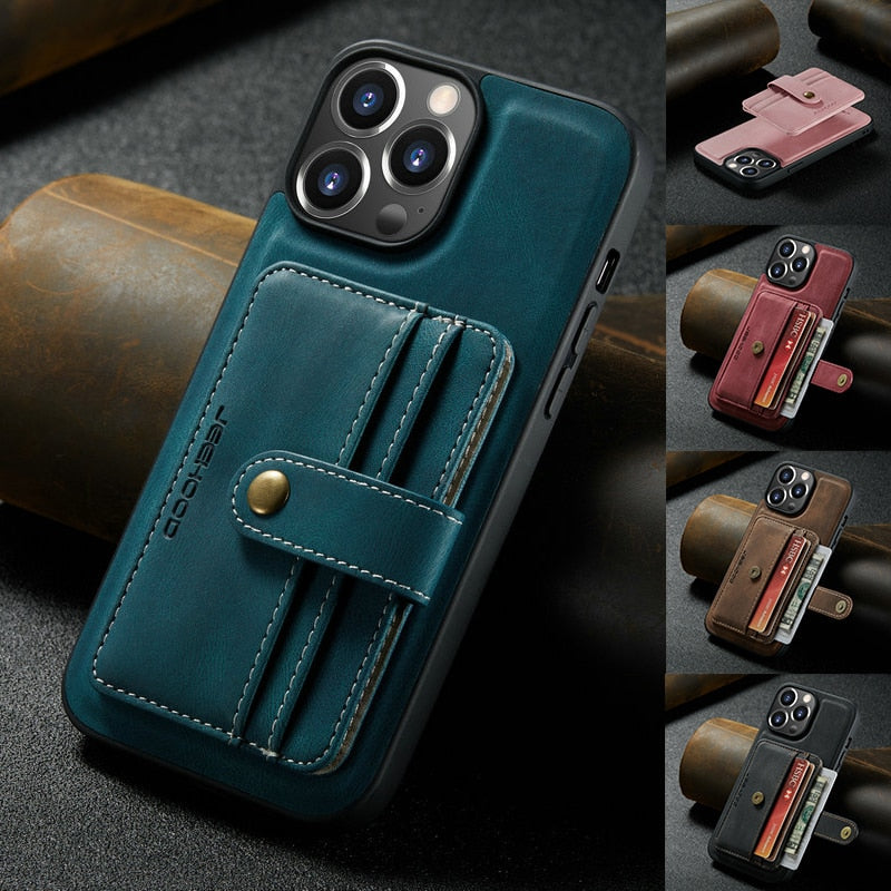 2 in 1 Abnehmbare magnetische Brieftasche Leder Telefon Fall Mit Karte Slot Halter Für iPhone