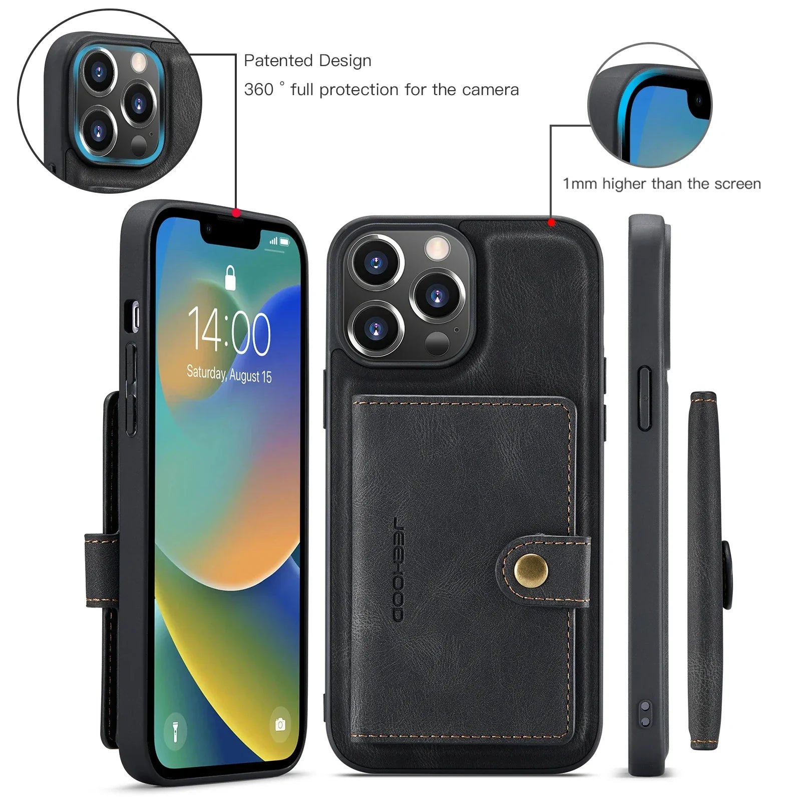 2 In 1 Abnehmbares Magnetisches Leder Wallet Case Schlankes Cover Kartenhalter Tasche
