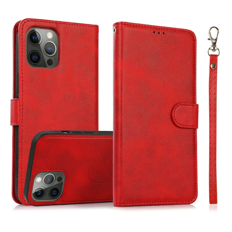 2 in 1 Magnetic Flip Leder Geldbörse Hülle für iPhone Kartenfach Abnehmbare Abdeckung